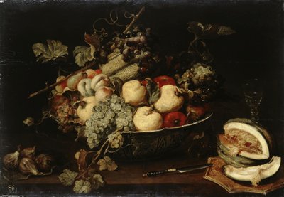 Fruit in a Bowl and a Sliced Melon by Frans Snyders or Snijders